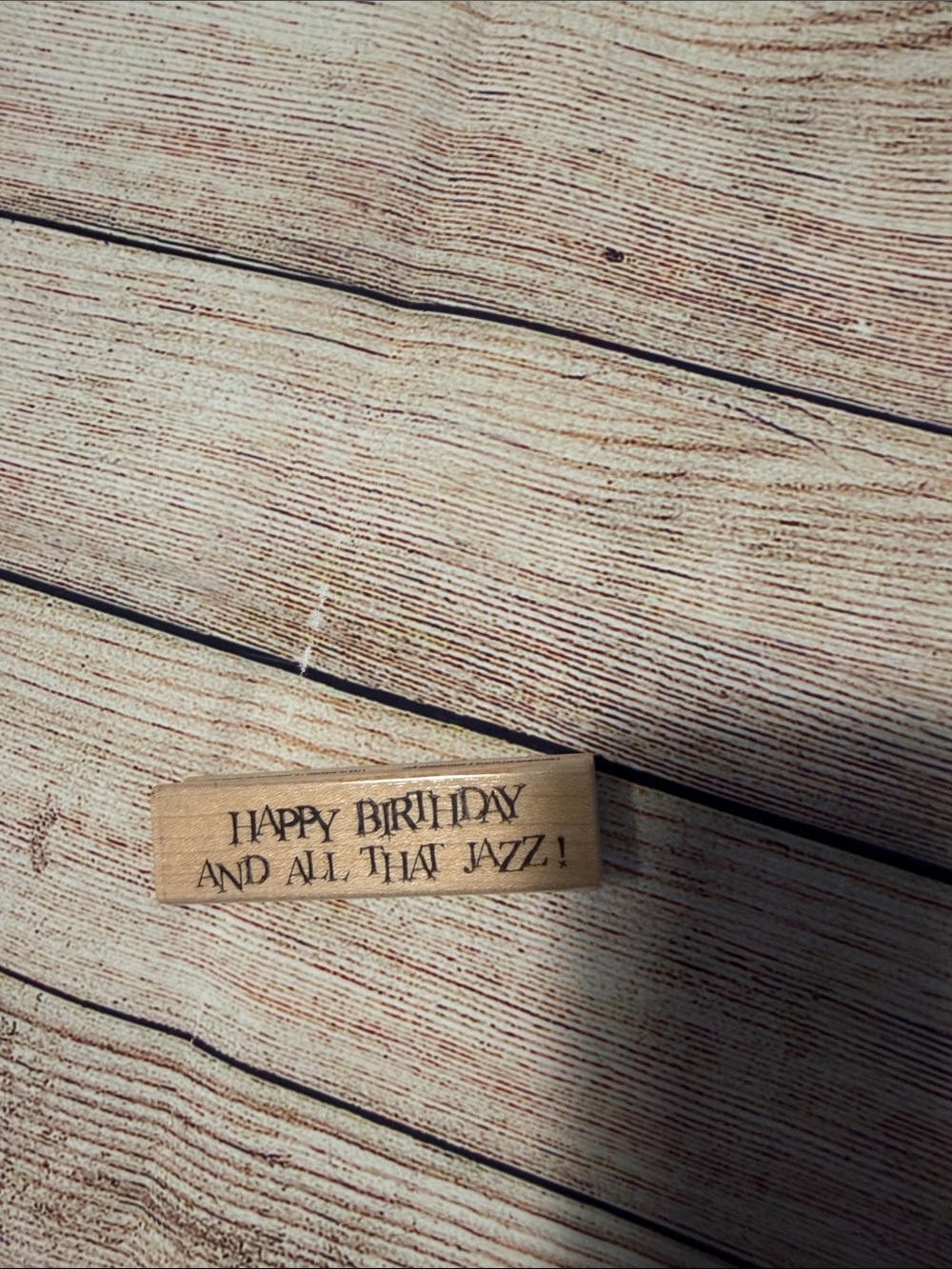 Wood stamp “happy birthday”